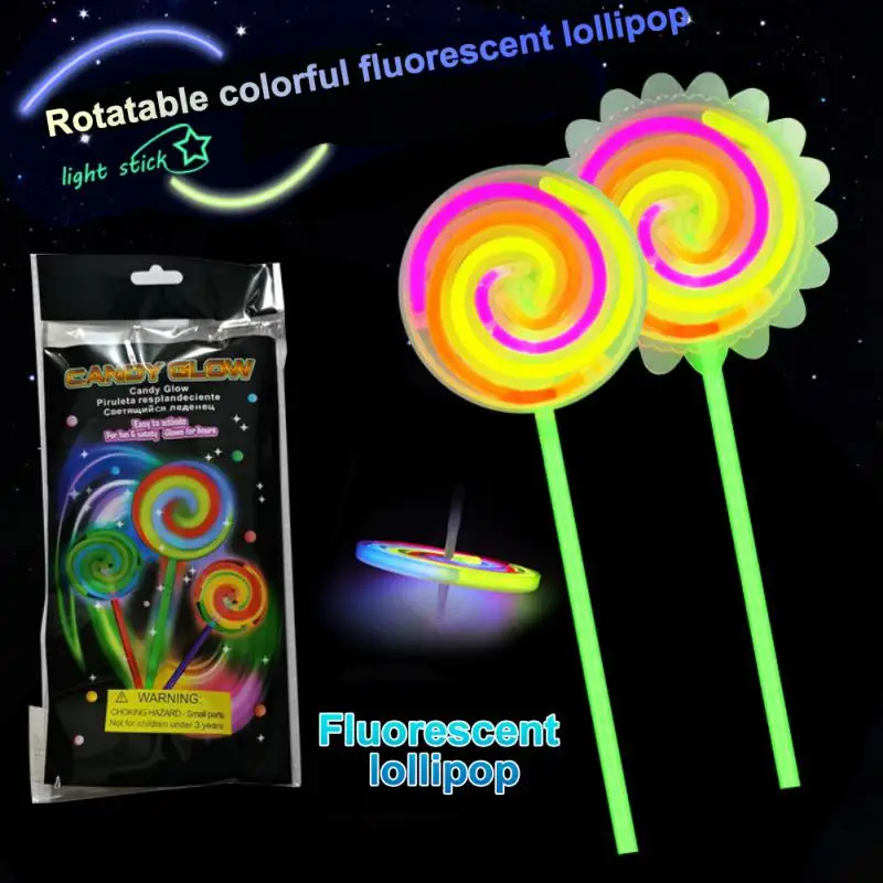 

Светящиеся палочки Lollipop, вращающаяся флуоресцентная палочка, светящаяся игрушка, Карнавальная лампа, аксессуары для танцев, детские подарк...