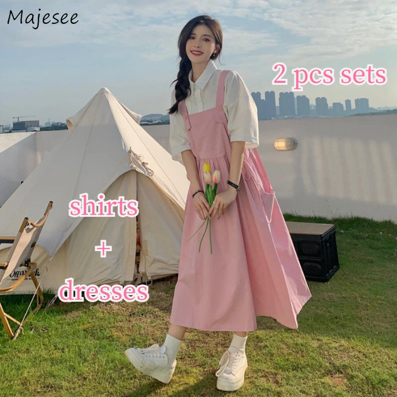 2 Pieces Sets Women Summer Fashion Preppy Style Conjuntos De Saia Coreano A-line Midi Strap Dress Shirts Outfit Hot Sale Casual
2 Pieces Sets Women Summer Fashion Preppy Style Conjuntos De Saia Coreano A-line Midi Strap Dress Shirts Outfit Hot Sale Casual