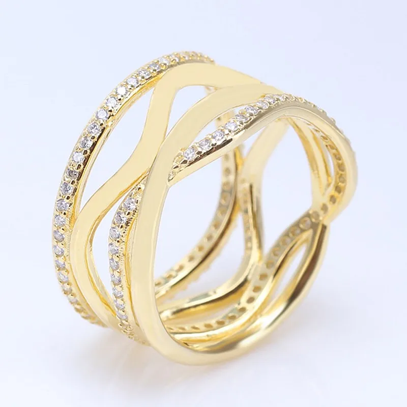Authentic 925 Sterling Silver Golden Swirling Lines With Crystal Ring For Women Wedding Party Europe Fashion Jewelry
Authentic 925 Sterling Silver Golden Swirling Lines With Crystal Ring For Women Wedding Party Europe Fashion Jewelry