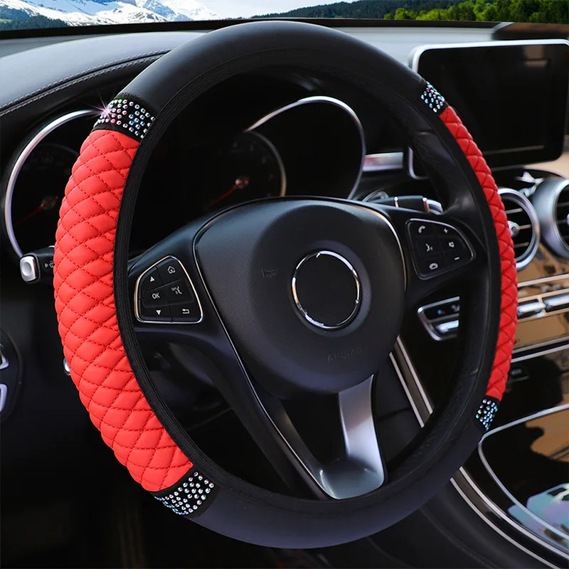 Four Seasons Universal Car Steering Wheel Cover 37-38cm Leather Embroidered Color Diamond-Studded Elastic Steering Wheel Cover
Four Seasons Universal Car Steering Wheel Cover 37-38cm Leather Embroidered Color Diamond-Studded Elastic Steering Wheel Cover