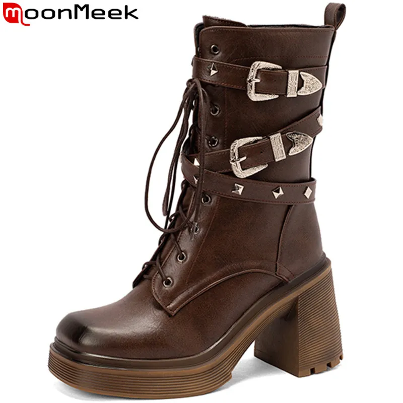 MoonMeek 2022 Size 35-42 New Rivet Thick High Heels Dress Platform Shoes Ladies Pu Women Winter Boots Solid Ankle Boots
MoonMeek 2022 Size 35-42 New Rivet Thick High Heels Dress Platform Shoes Ladies Pu Women Winter Boots Solid Ankle Boots