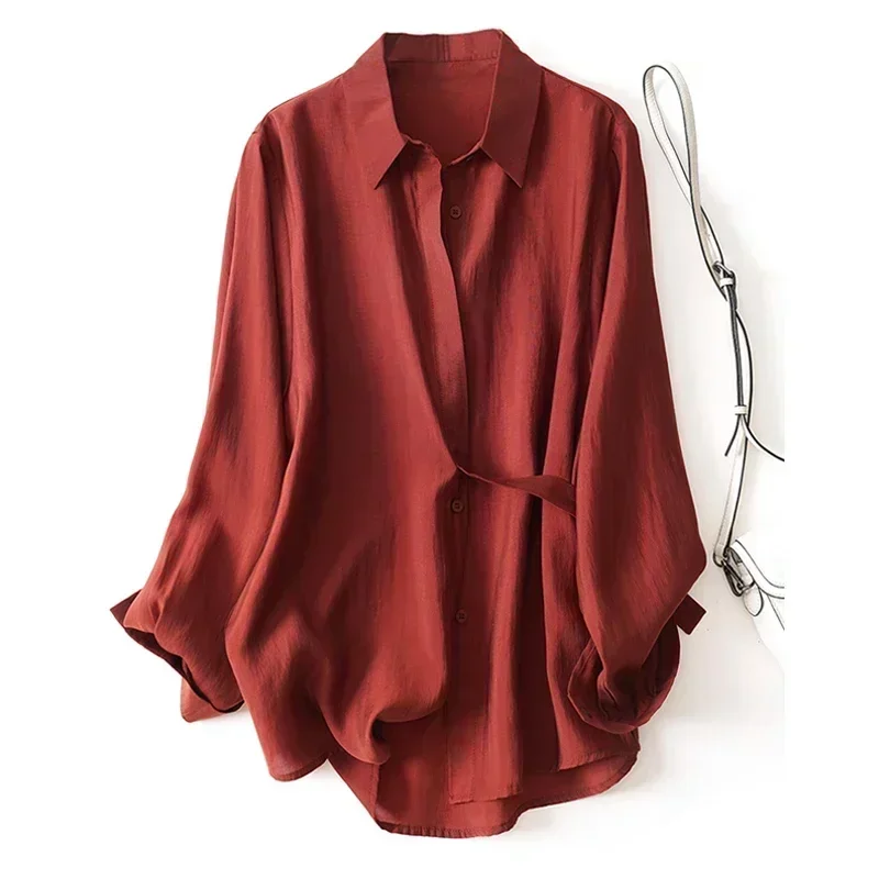 Women Simple Shirt Fashion Irregular Lace-up Tops Autumn Office Lady Long Sleeve Blouse Elegant Solid Loose Clothes Blusas 29962
Women Simple Shirt Fashion Irregular Lace-up Tops Autumn Office Lady Long Sleeve Blouse Elegant Solid Loose Clothes Blusas 29962
