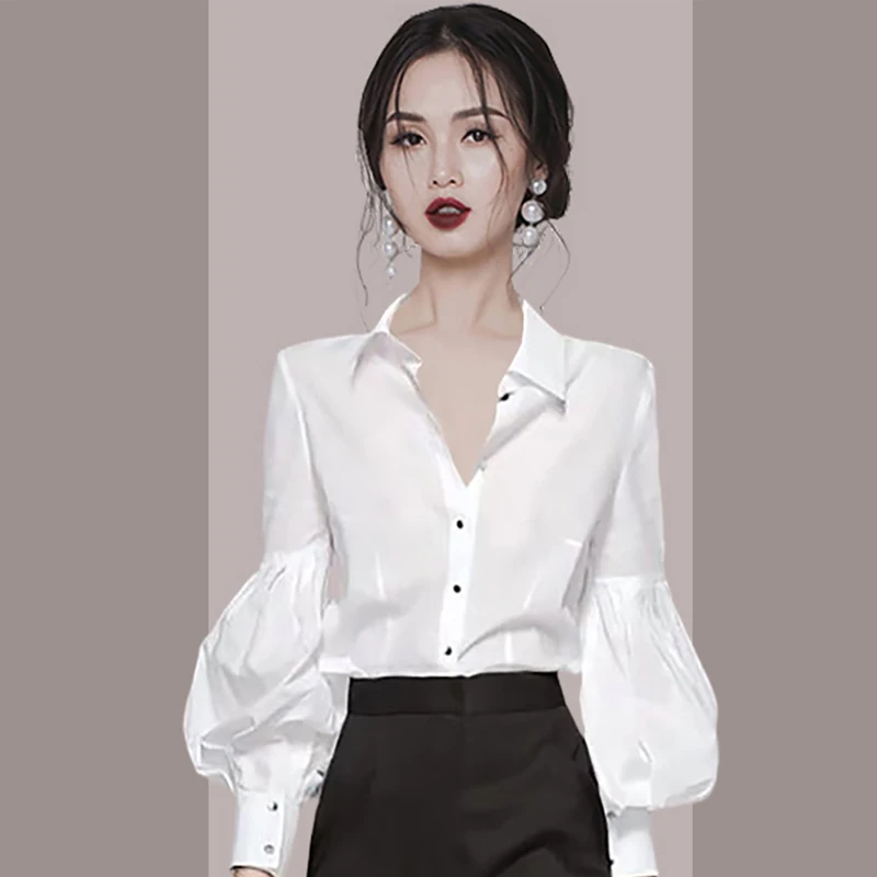 Slim Fit Women's Blouse White Casual Shirt Elegant Long Sleeve Summer Top Fashion 2022 New Female Clothing Turn-down Collar
Slim Fit Women's Blouse White Casual Shirt Elegant Long Sleeve Summer Top Fashion 2022 New Female Clothing Turn-down Collar