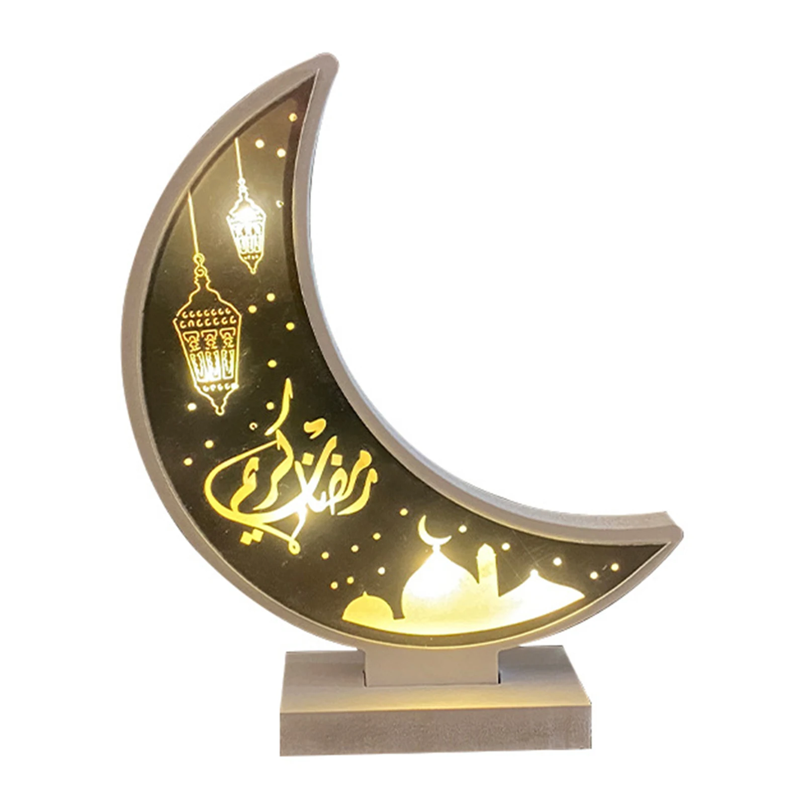 Wooden Ornament Moon Light Ramadan Eid Mubarak Moon Lamp LED Night Light Table Lamp For Home Festival Decoration
Wooden Ornament Moon Light Ramadan Eid Mubarak Moon Lamp LED Night Light Table Lamp For Home Festival Decoration