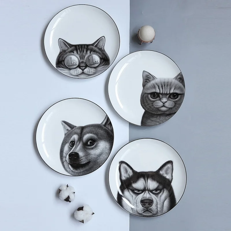 Home decoration with cat and dog print, 8 * inch, fun, 3D, decorative plate, cake, pottery, fruit, kitchen plate, container
Home decoration with cat and dog print, 8 * inch, fun, 3D, decorative plate, cake, pottery, fruit, kitchen plate, container