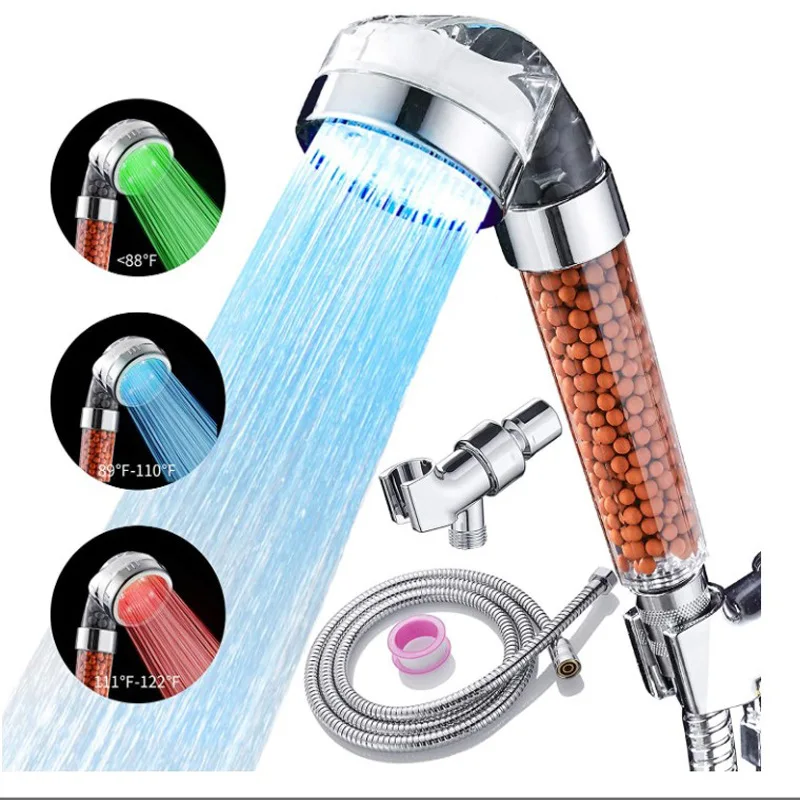 Filter Shower Head LED Temperature 3 Colors Saving Water High Pressure Automatic Ionic Rainfall Bathroom Shower Head System
Filter Shower Head LED Temperature 3 Colors Saving Water High Pressure Automatic Ionic Rainfall Bathroom Shower Head System