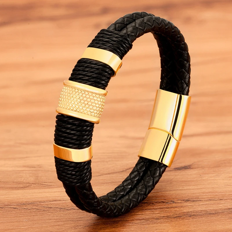 Woven Leather Rope Wrapping Special Style Classic Stainless Steel Men's Leather Bracelet Double-layer Design DIY Customization
Woven Leather Rope Wrapping Special Style Classic Stainless Steel Men's Leather Bracelet Double-layer Design DIY Customization