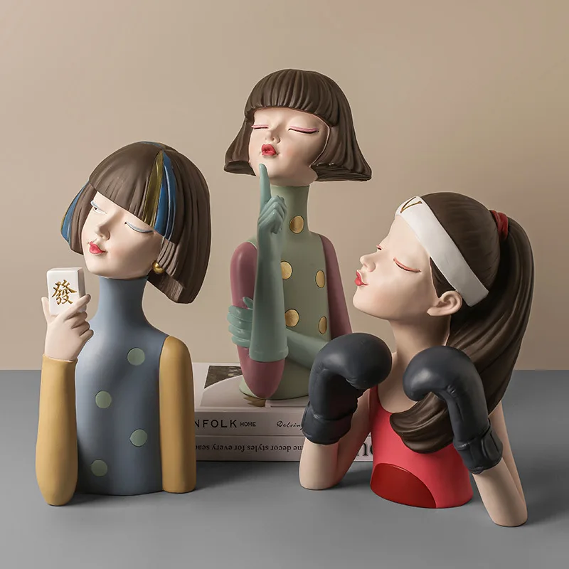 Nordic Resin Cool Girl Statues and Sculptures Figurines for Interior Home Decoration Accessories Bedroom Ornaments Birthday Gift
Nordic Resin Cool Girl Statues and Sculptures Figurines for Interior Home Decoration Accessories Bedroom Ornaments Birthday Gift