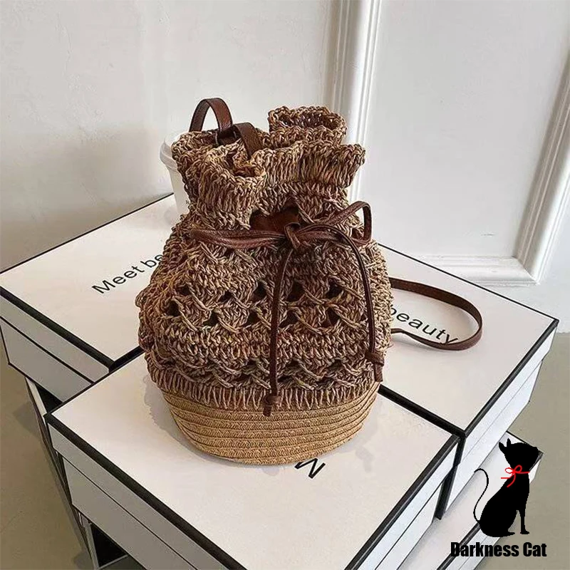 Luxury Bohemian Holliw Straw Bag For Women Summer Woven Bucket Bag Holiday Lady Beach Bags Casual Drawstring Crossbody Bag
Luxury Bohemian Holliw Straw Bag For Women Summer Woven Bucket Bag Holiday Lady Beach Bags Casual Drawstring Crossbody Bag