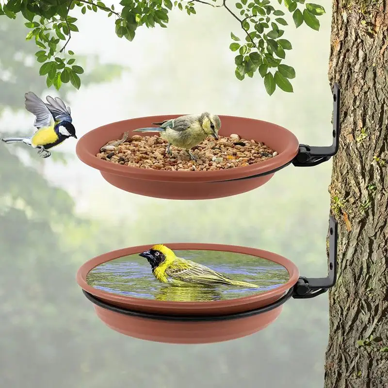 

2pcs Mounted Bird Bath Bird Feeders Tree Mounted Heavy Duty Outdoor Hummingbird Feeding Tray For Wall Bird Feeder Supplies