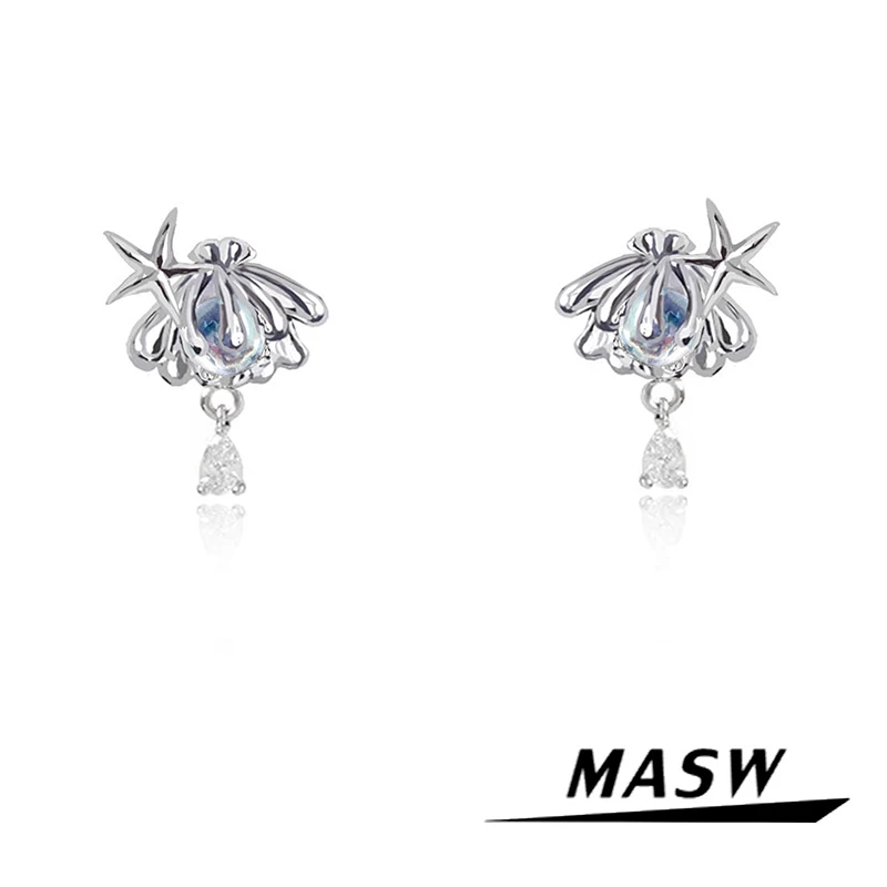 MASW Original Design Metal Shell Earrings Cool Trendy Jewelry High Quality Copper Silver Color Glass Drop Earings For Women
MASW Original Design Metal Shell Earrings Cool Trendy Jewelry High Quality Copper Silver Color Glass Drop Earings For Women