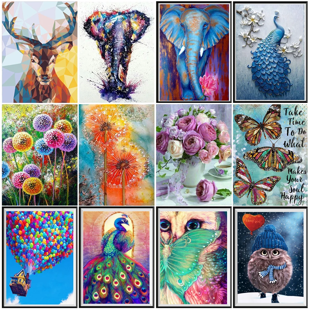 

5D AB diamond painting kit peacock elephant animal mosaic DIY dandelion diamond embroidery rhinestone home decoration