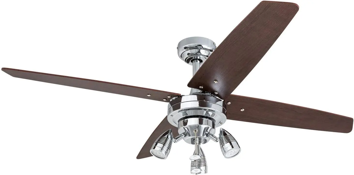 48 Inch Contemporary Indoor LED Ceiling with Light, Pull Chain, Dual Mounting Options, 4 Modern Style Blades, Reversible Motor
48 Inch Contemporary Indoor LED Ceiling with Light, Pull Chain, Dual Mounting Options, 4 Modern Style Blades, Reversible Motor