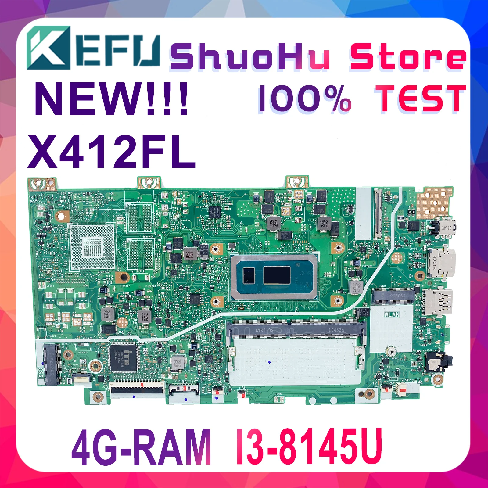 KEFU X412FL Laptop Mainboard For ASUS X412FA VivoBook 14 V4000F New Motherboard I3-8145U 4GB-RAM GM 100% Test Full Function Work
KEFU X412FL Laptop Mainboard For ASUS X412FA VivoBook 14 V4000F New Motherboard I3-8145U 4GB-RAM GM 100% Test Full Function Work