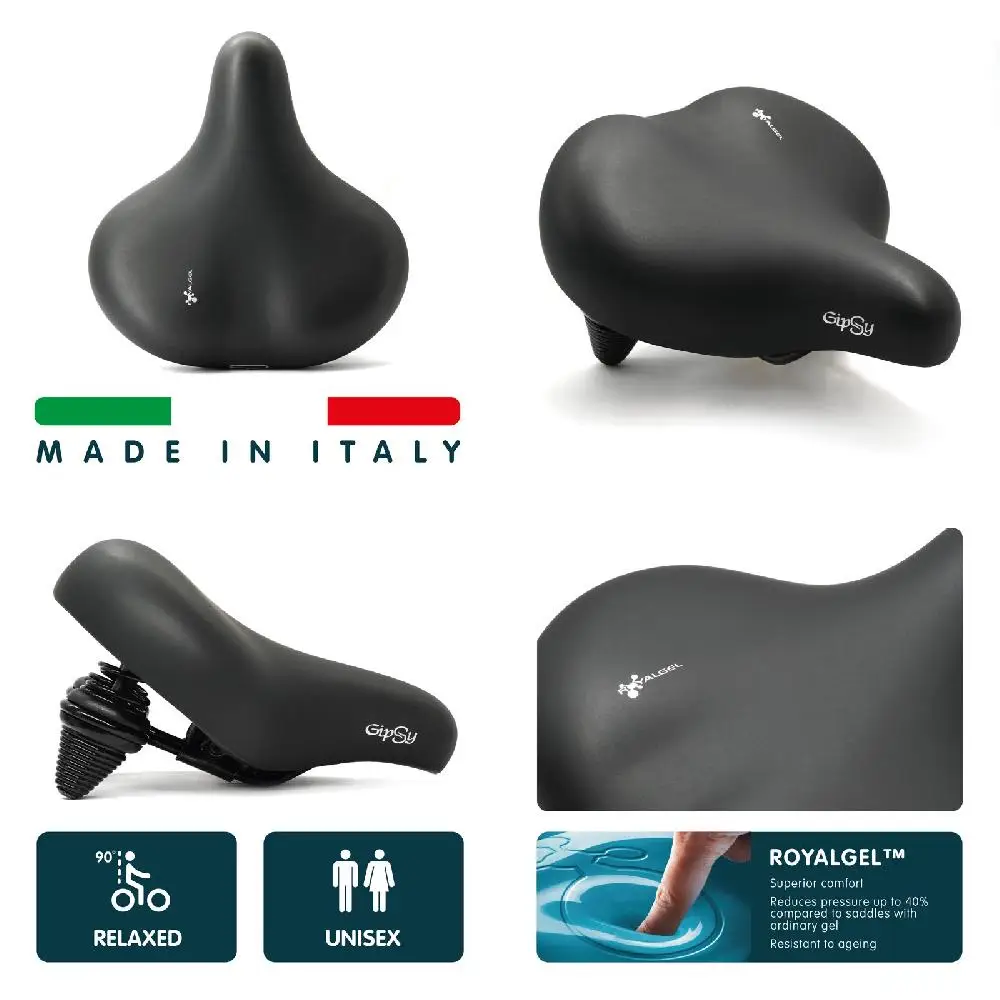 RoyalGel Ergonomic and Comfortable Black Gipsy Bike Seat For All Ages - Enjoy a Relaxing Cycling Experience.
RoyalGel Ergonomic and Comfortable Black Gipsy Bike Seat For All Ages - Enjoy a Relaxing Cycling Experience.