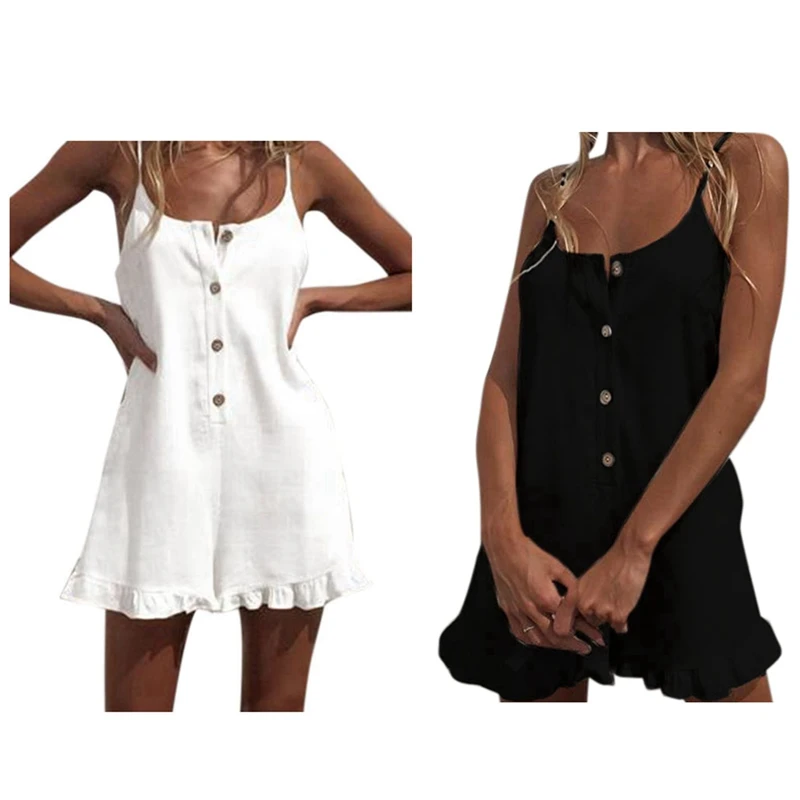 2 Pcs Sexy Sleeveless Button Ruffle Off Shoulder Halter Women Playsuit Women Romper Sexy Playsuit L, White & Black
2 Pcs Sexy Sleeveless Button Ruffle Off Shoulder Halter Women Playsuit Women Romper Sexy Playsuit L, White & Black