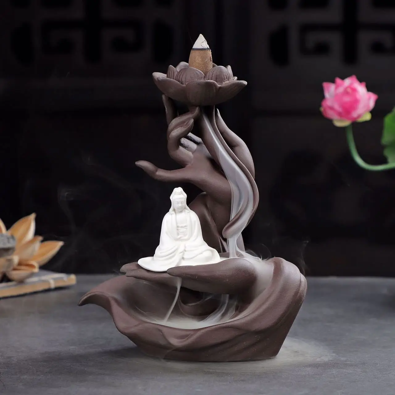 

Waterfall Incense Burner Backflow Ceramic Censer Holder Retro Zen Aromatherapy Bergamot Sandalwood Burner Home Office Decoration