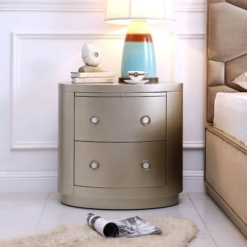 American style solid wood bedside table, modern, simple, elliptical, luxurious, light and luxurious, two bucket storage cabinet
American style solid wood bedside table, modern, simple, elliptical, luxurious, light and luxurious, two bucket storage cabinet