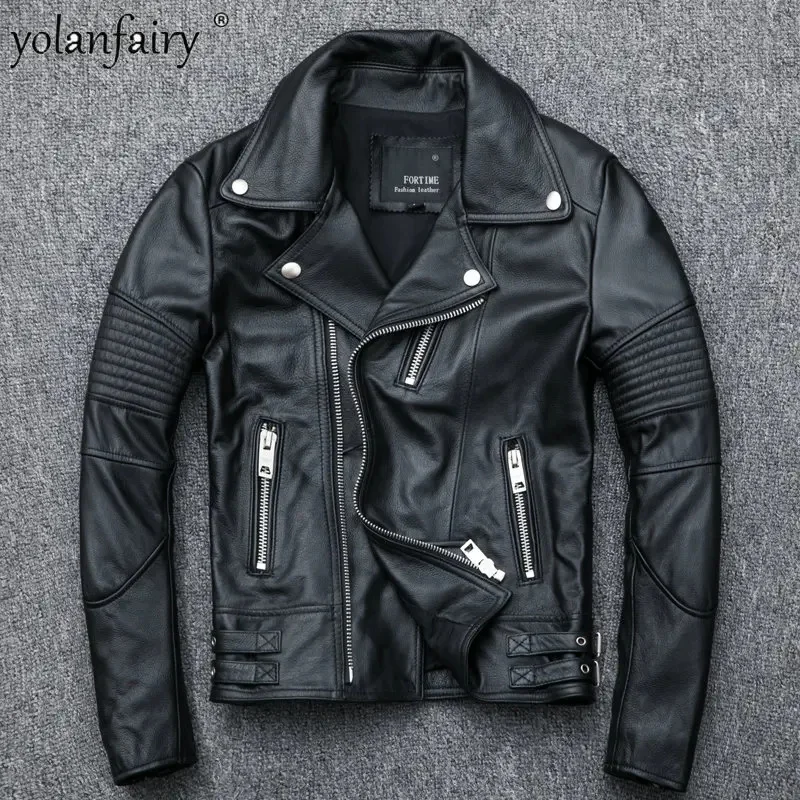 Куртка из натуральной кожи для мужчин и женщин, облегающее мотоциклетное пальто с отложным воротником и вышивкой из воловьей кожи 
Куртка из натуральной кожи для мужчин и женщин, облегающее мотоциклетное пальто с отложным воротником и вышивкой из воловьей кожи