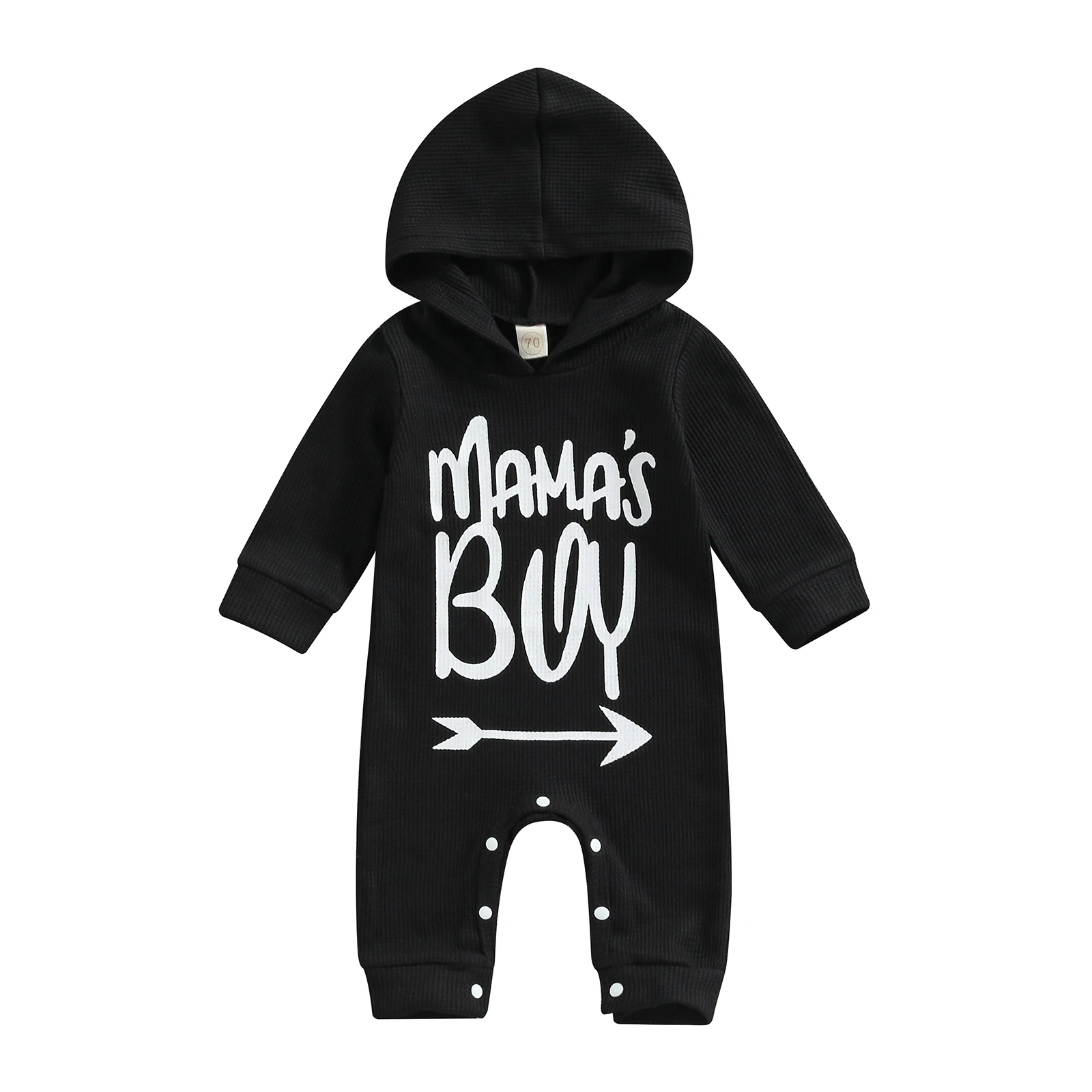 Newborn Hooded Waffle Bodysuit, Baby Boys Casual Letter & Arrow Print Long Sleeve Romper
Newborn Hooded Waffle Bodysuit, Baby Boys Casual Letter & Arrow Print Long Sleeve Romper