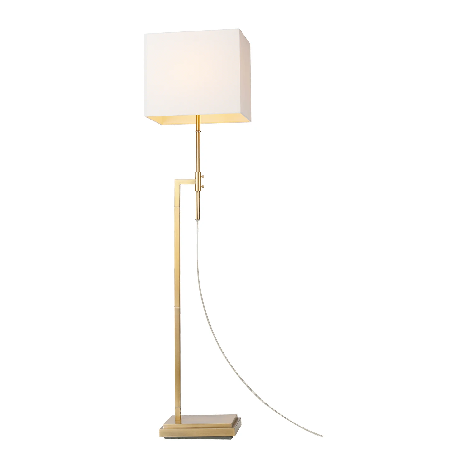HMTX Lockhart Soft Gold Adjustable Height Floor Lamp with Rectangular White Fabric Shade Color
HMTX Lockhart Soft Gold Adjustable Height Floor Lamp with Rectangular White Fabric Shade Color