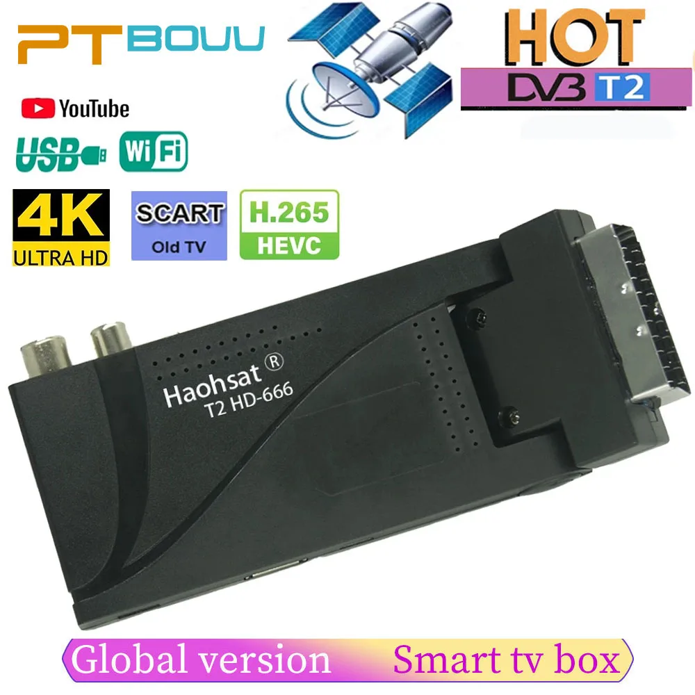 Haohsat DVB T2 HD-666 Scart HD Digital Terrestrial Decoder DVB-T/T2 DVB-C Receiver TDT H.265 HEVC 10bit with USB WiFi Antenna
Haohsat DVB T2 HD-666 Scart HD Digital Terrestrial Decoder DVB-T/T2 DVB-C Receiver TDT H.265 HEVC 10bit with USB WiFi Antenna