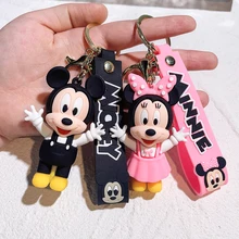 Disney Cartoon Anime Accessories Mickey Keychain Cute Minnie Keyring Student Bag Pendant Hanging Car Key Chain Couple Kids Gift