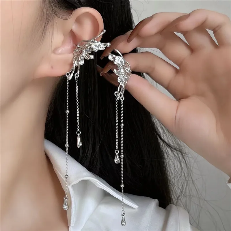 Harajuku Earrings Silver Punk Goth Y2K Fairy Aesthetic Long Chain Tassel Angel Ear Bone Clip Hanging Korean Jewelry
Harajuku Earrings Silver Punk Goth Y2K Fairy Aesthetic Long Chain Tassel Angel Ear Bone Clip Hanging Korean Jewelry