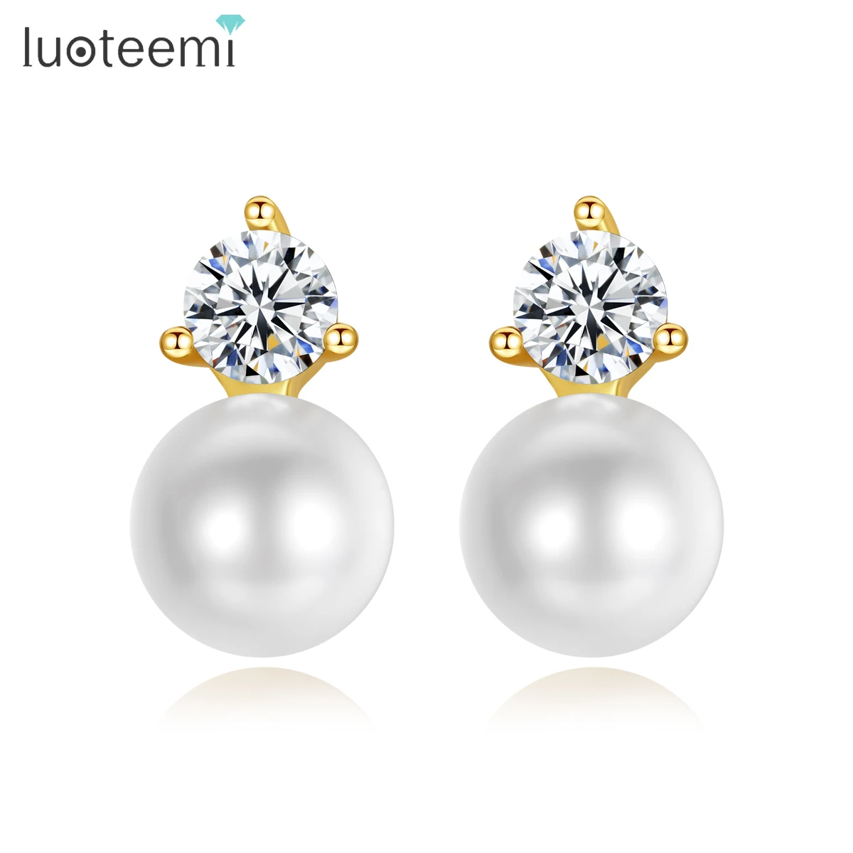 

LUOTEEMI Stud Earrings Cubic Zircon Imitation Pearls Cute Fashion Jewelry for Women Girls Dating Party Boucle D’Oreille Gifts