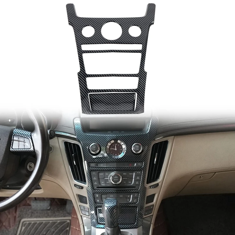 

Панель управления центральной панелью приборной панели автомобиля, крышка кнопки, отделка, запасные части для Cadillac CTS 2008-2013, ABS, углеродное волокно