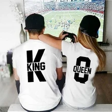 Queen King Print Lover Couple T-shirt Summer Funny Men Women T Shirt Couples Tops Matching Clothes Valentines Day Look Outfit