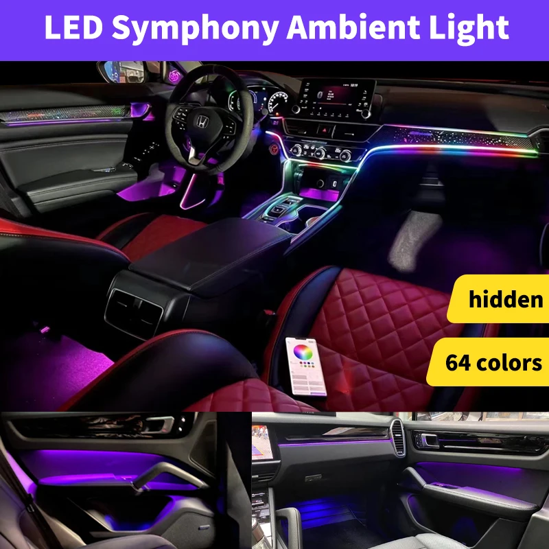 Universal Symphony Car Ambient Lights 64 RGB Car Interior Acrylic Light Guide Fiber Optic Car Decoration Atmosphere Light 18 in1
Universal Symphony Car Ambient Lights 64 RGB Car Interior Acrylic Light Guide Fiber Optic Car Decoration Atmosphere Light 18 in1