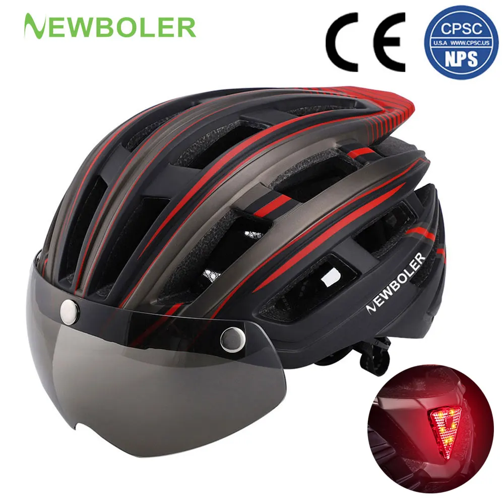 

Велосипедный шлем NEWBOLER для мужчин и женщин, светодиодный шлем, дорожный шлем для горного велоспорта, объектив для езды на велосипеде, спорт, скейтборд, скутер