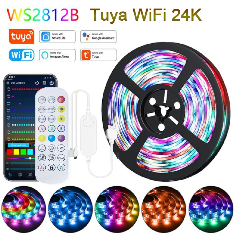 Tuya LED RGB Strip Light Smart Wifi RGBIC Dream color Ribbon Lighting USB 5V WS2812B Addressable Light Lamp Support Alexa Google
Tuya LED RGB Strip Light Smart Wifi RGBIC Dream color Ribbon Lighting USB 5V WS2812B Addressable Light Lamp Support Alexa Google