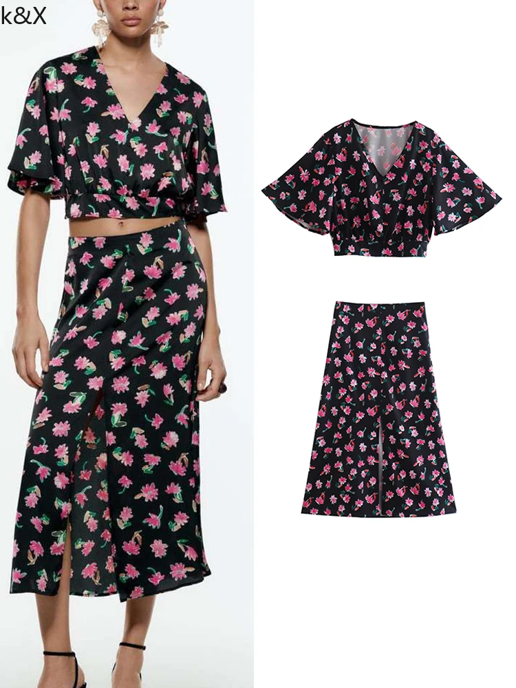 Summer Women Skirts Sets 2022 New Floral V-neck Tops+A-Line Skirts Fashion Vintage Short Sleeve Tops Street Outwear
Summer Women Skirts Sets 2022 New Floral V-neck Tops+A-Line Skirts Fashion Vintage Short Sleeve Tops Street Outwear
