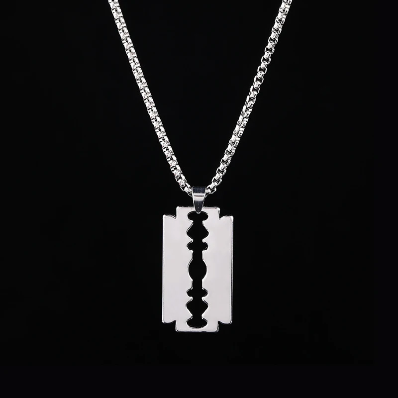 Kpop Safety Blade Razor Pendant Necklace for Women Long Chain Collar Hiphop Jewelry for Men Boys Geometric Dangling Party Gift
Kpop Safety Blade Razor Pendant Necklace for Women Long Chain Collar Hiphop Jewelry for Men Boys Geometric Dangling Party Gift