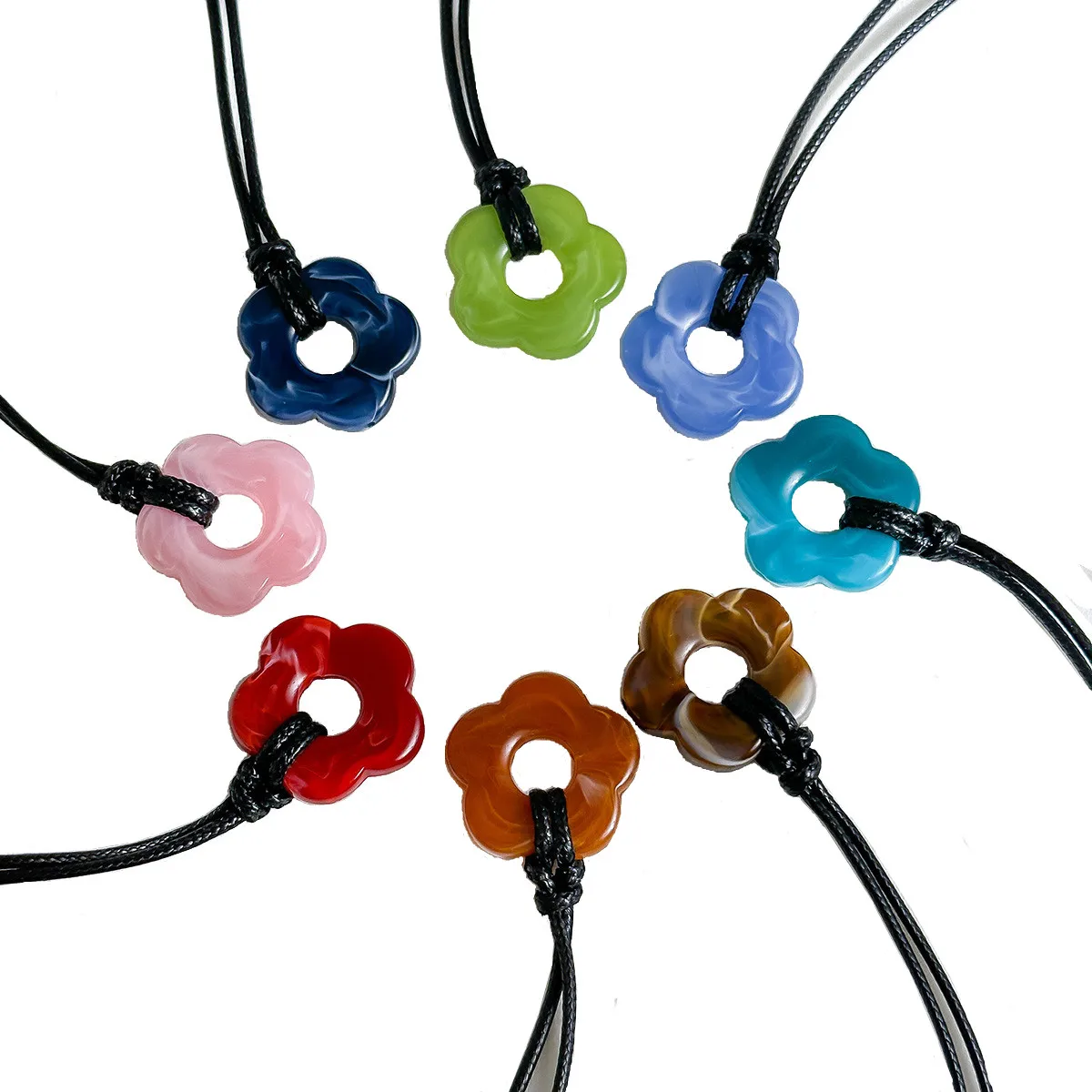 Romantic Lucky flower neckalce bohemia colorful blue red pink marbling flower pendant with wax cord chain choker
Romantic Lucky flower neckalce bohemia colorful blue red pink marbling flower pendant with wax cord chain choker