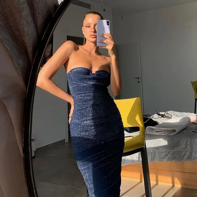 Crystal Bling Glitter Sequins Y2K Clothes Sleeveless Backless Tube Bodycon Midi Dresses For Women 2022 Ruffles Outfit Club Party
Crystal Bling Glitter Sequins Y2K Clothes Sleeveless Backless Tube Bodycon Midi Dresses For Women 2022 Ruffles Outfit Club Party