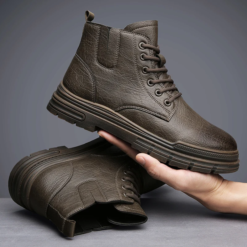 

Ботинки CYYTL мужские повседневные, кожаные ковбойские боевые тактические ботинки челси на платформе, дизайнерские роскошные рабочие безопасные кроссовки до щиколотки, 2023