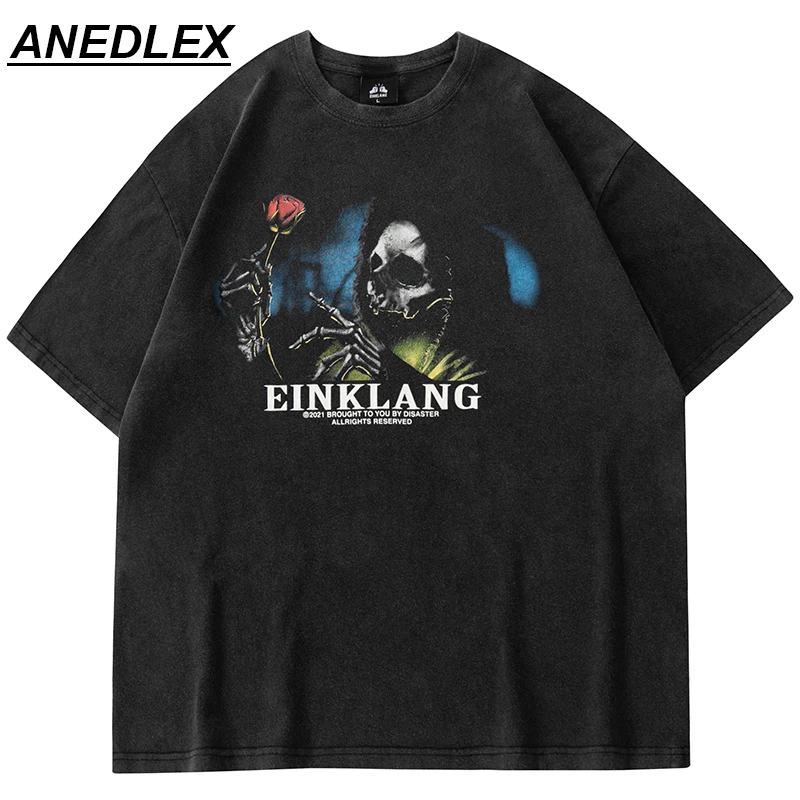 Men Washed T-Shirt Hip Hop Streetwear Skull Rose Printed T Shirt Harajuku Cotton Loose Tshirt 2022 Summer Short Sleeve Tops Tees
Men Washed T-Shirt Hip Hop Streetwear Skull Rose Printed T Shirt Harajuku Cotton Loose Tshirt 2022 Summer Short Sleeve Tops Tees