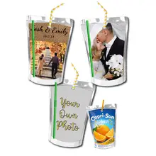 Personalized Photo Wedding Capri Sun Juice Pouch Label Custom Gift Bag Soap Bubble Water Bottle Sticker Birthday Christmas Decor