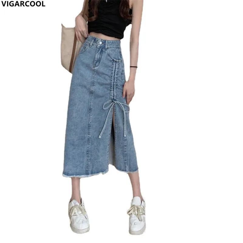 Summer high-waisted slimming design sense slit straps denim A-line Skirt retro mid-length personalized irregular Skirt Female
Summer high-waisted slimming design sense slit straps denim A-line Skirt retro mid-length personalized irregular Skirt Female