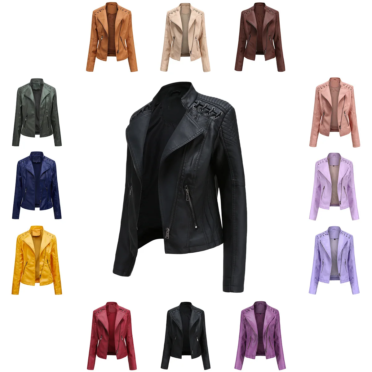 Women's Leater Jacket Autumn Coats Short Jacket Slim Thin Imitation Leather Coat Tops Women's Moto Biker Zipper Jacket
Women's Leater Jacket Autumn Coats Short Jacket Slim Thin Imitation Leather Coat Tops Women's Moto Biker Zipper Jacket