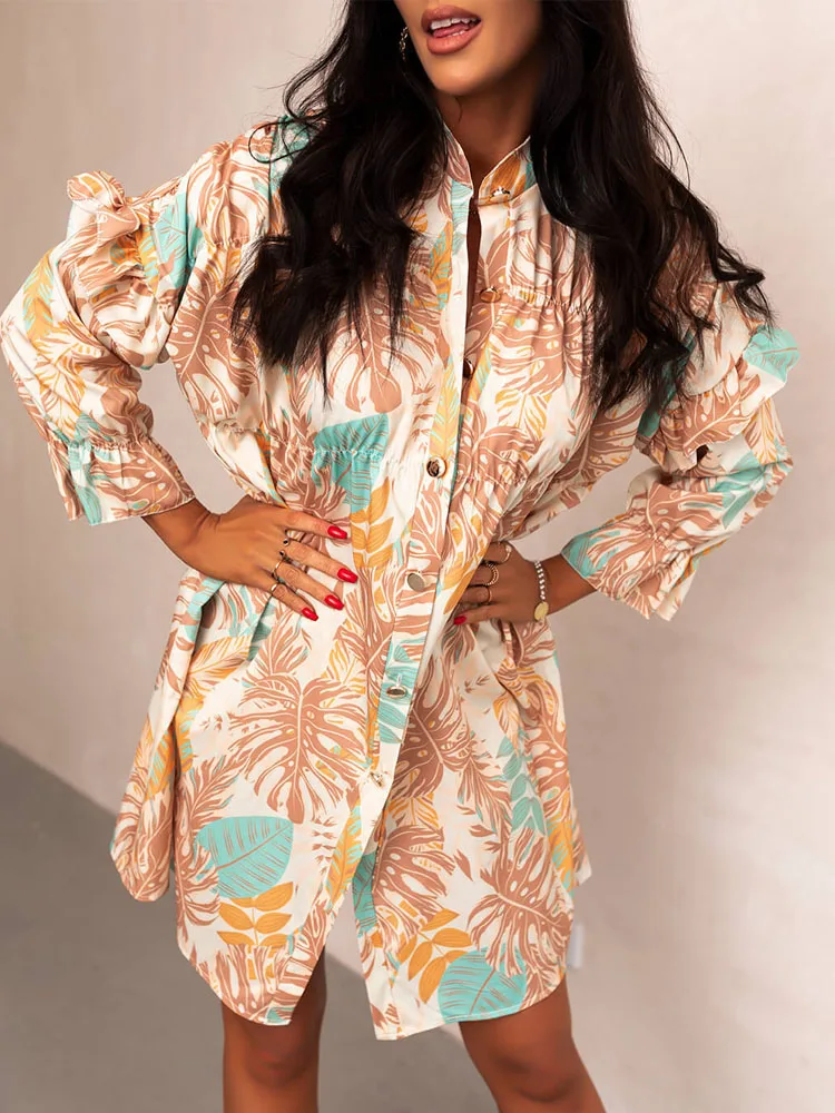 Spring Elegant Stand Collar Women Shirt Dress Chic Floral Print Button Slit Party Dress Sexy Butterfly Sleeve Summer Beach Dress
Spring Elegant Stand Collar Women Shirt Dress Chic Floral Print Button Slit Party Dress Sexy Butterfly Sleeve Summer Beach Dress