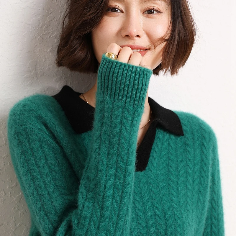 High-End 2022 Autumn Winter Women's Thicken Loose 100% Pure Cashmere Sweater Female V-Neck Knitted Pullover Girl Clothes Top
High-End 2022 Autumn Winter Women's Thicken Loose 100% Pure Cashmere Sweater Female V-Neck Knitted Pullover Girl Clothes Top