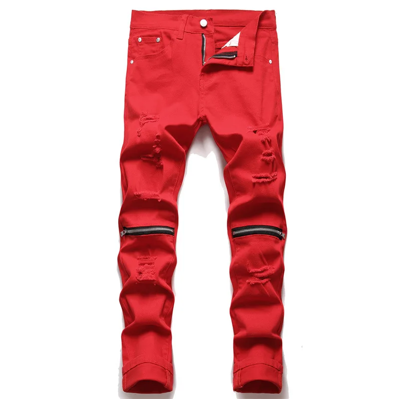 Original Design Hole Stretch Red Tide Knee Zipper Men's Ripped Jeans Motorcycle Streetwear Slim Casual Denim Jeans Pants
Original Design Hole Stretch Red Tide Knee Zipper Men's Ripped Jeans Motorcycle Streetwear Slim Casual Denim Jeans Pants