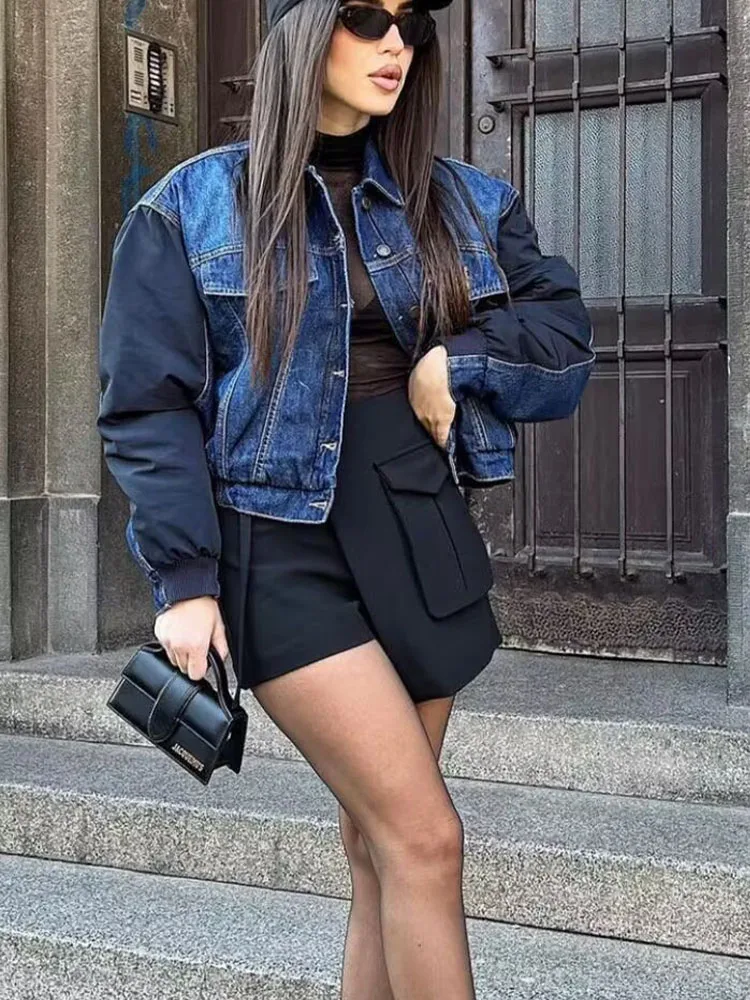 Women 2023 New Fashion Spliced cowboy pilot Jacket Coat Vintage Long Sleeve Button-up Female Outerwear Chic Overshirt
Women 2023 New Fashion Spliced cowboy pilot Jacket Coat Vintage Long Sleeve Button-up Female Outerwear Chic Overshirt