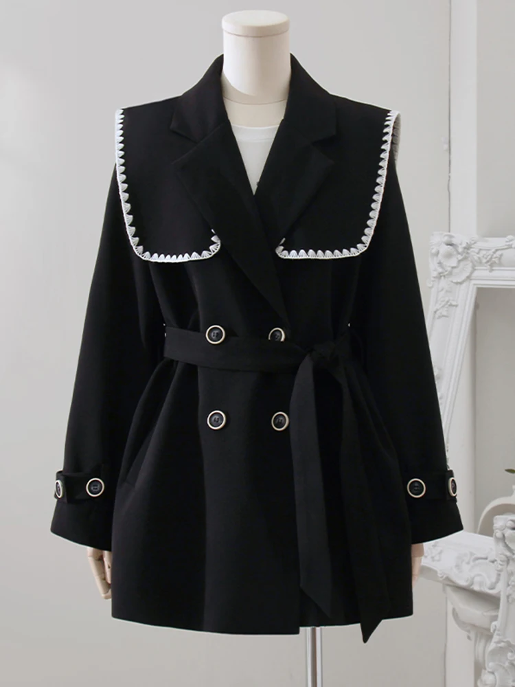 FTLZZ Autumn Winter Women Turn-down Collar Double Breasted Trench Office Lady Sash Tie Up Windproof Coat Vintage Black Coat
FTLZZ Autumn Winter Women Turn-down Collar Double Breasted Trench Office Lady Sash Tie Up Windproof Coat Vintage Black Coat