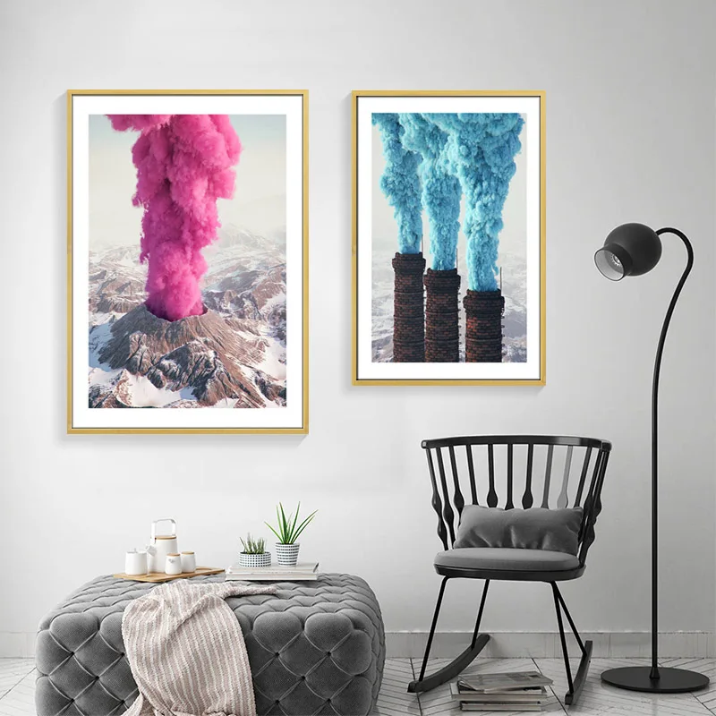 Pink Volcano Poster Modern Style Landscape Painting, Blue Volcano Eruption Printing Wall Painting, Living Room Hanging Painting 
Pink Volcano Poster Modern Style Landscape Painting, Blue Volcano Eruption Printing Wall Painting, Living Room Hanging Painting