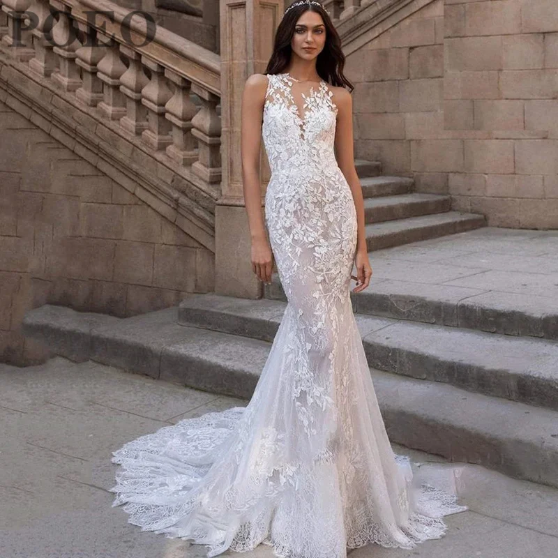 POEO Trumpet Wedding Dress O-Neck Sleeveless Appliques Bridal Gowns Floor-Length Court Train Vestido De Novia Custom Made
POEO Trumpet Wedding Dress O-Neck Sleeveless Appliques Bridal Gowns Floor-Length Court Train Vestido De Novia Custom Made